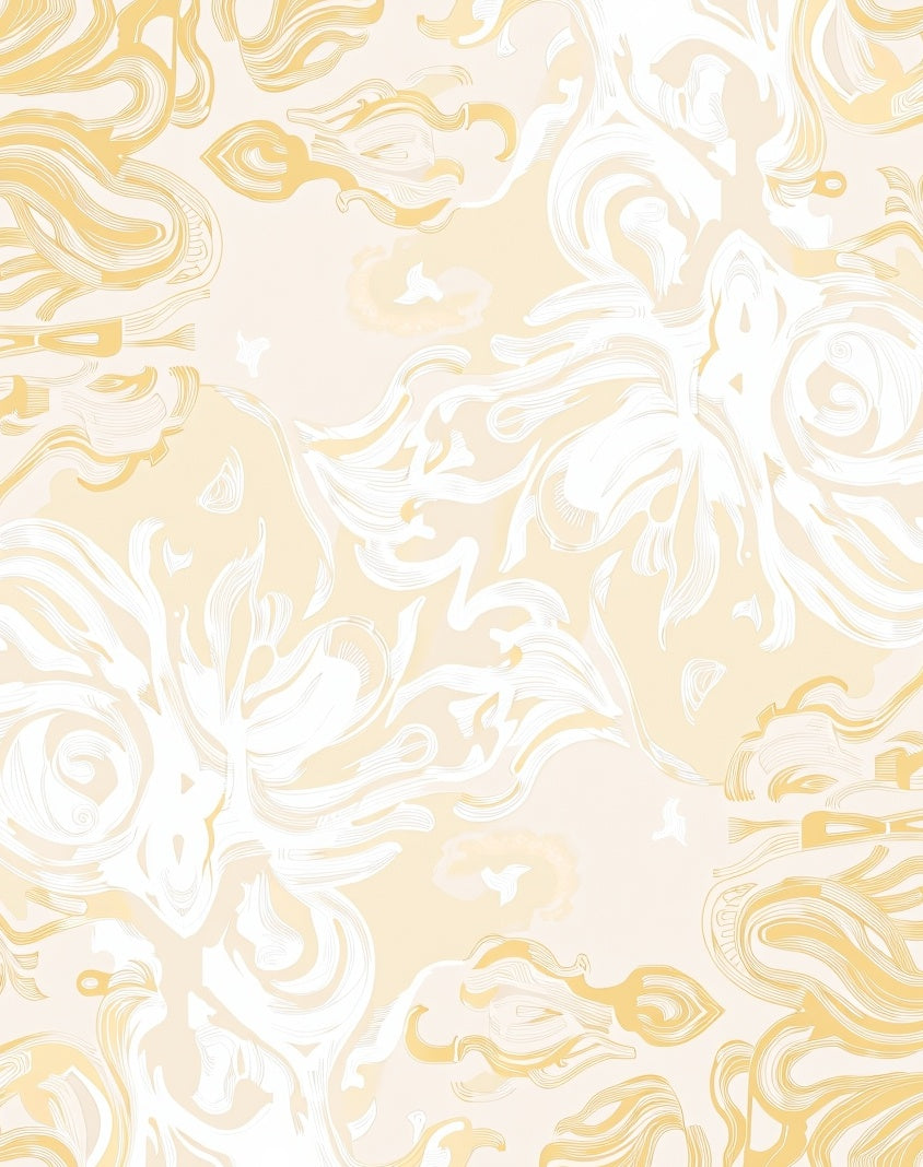 Cream Swirl Floral Abstract Rug