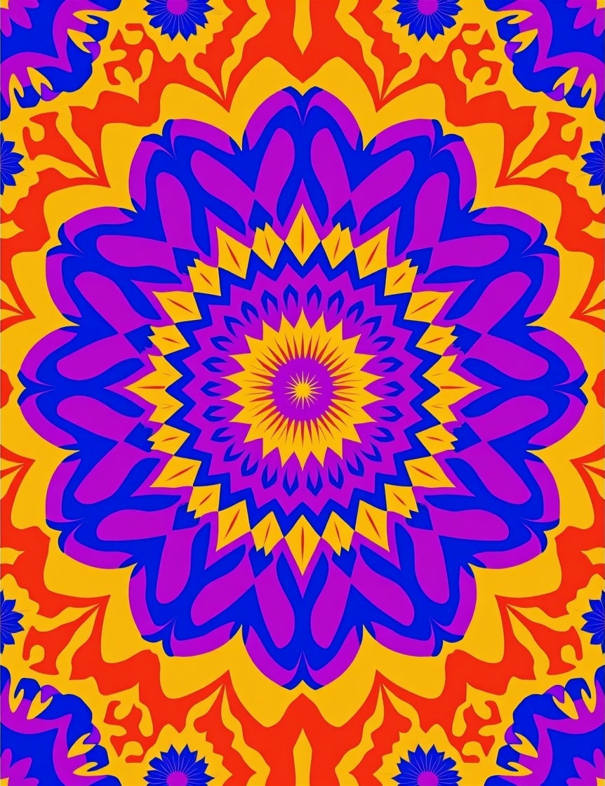 Vibrant Purple Yellow Mandala Radiance Rug