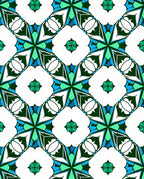 Vibrant Teal White Geometric Star Rug