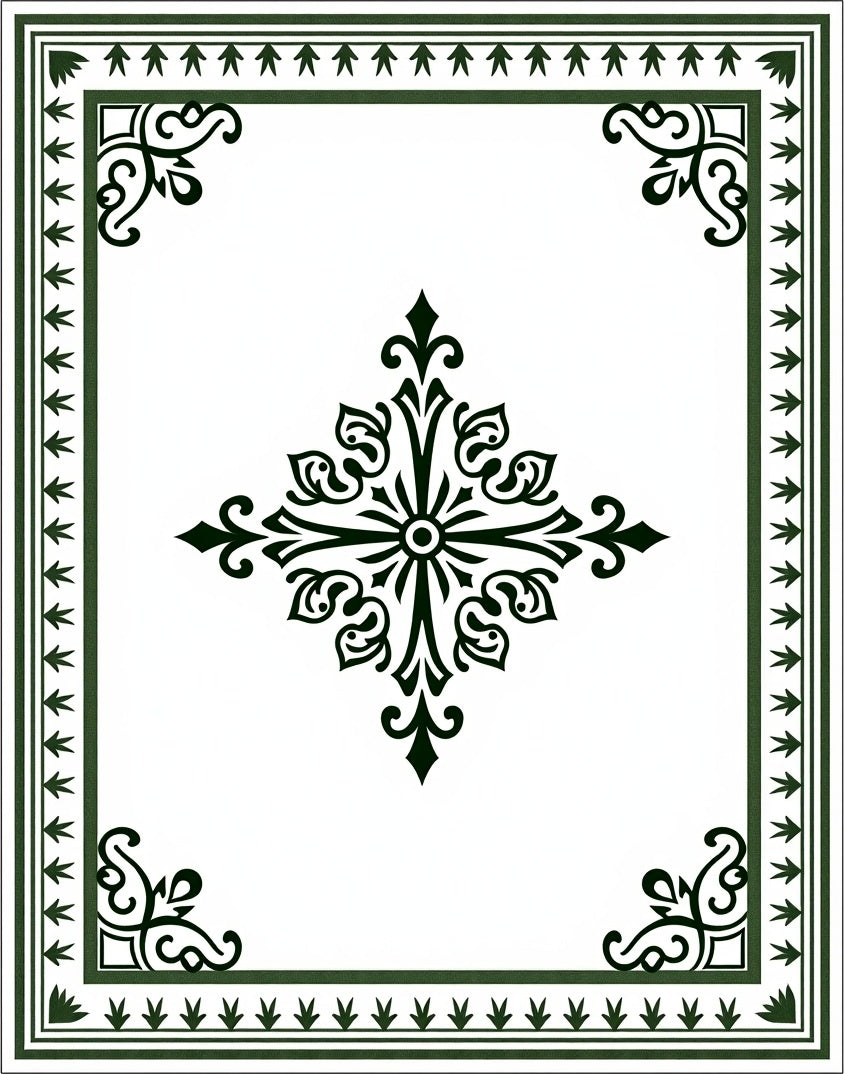 Emerald Green Classic Central Medallion Rug