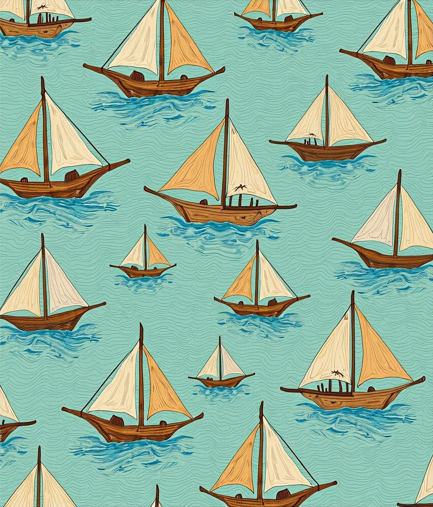Woodsman Boats on Aqua Sea Rug