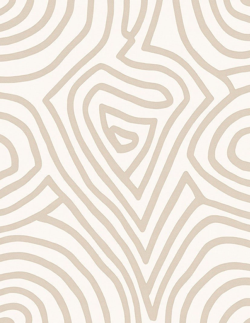 Minimalist Beige Abstract Contour Rug