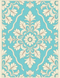 Elegant Teal Floral Scroll Rug