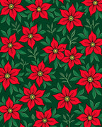 Red Floral Green Leaf Bloom Rug