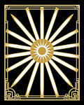 Gold White Sunburst Art Deco Rug