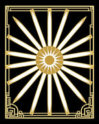Gold White Sunburst Art Deco Rug