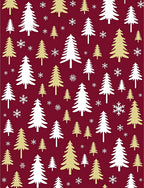 Festive White Gold Pine Trees Rug