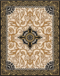 Antique Gold Floral Bordered Cream Rug