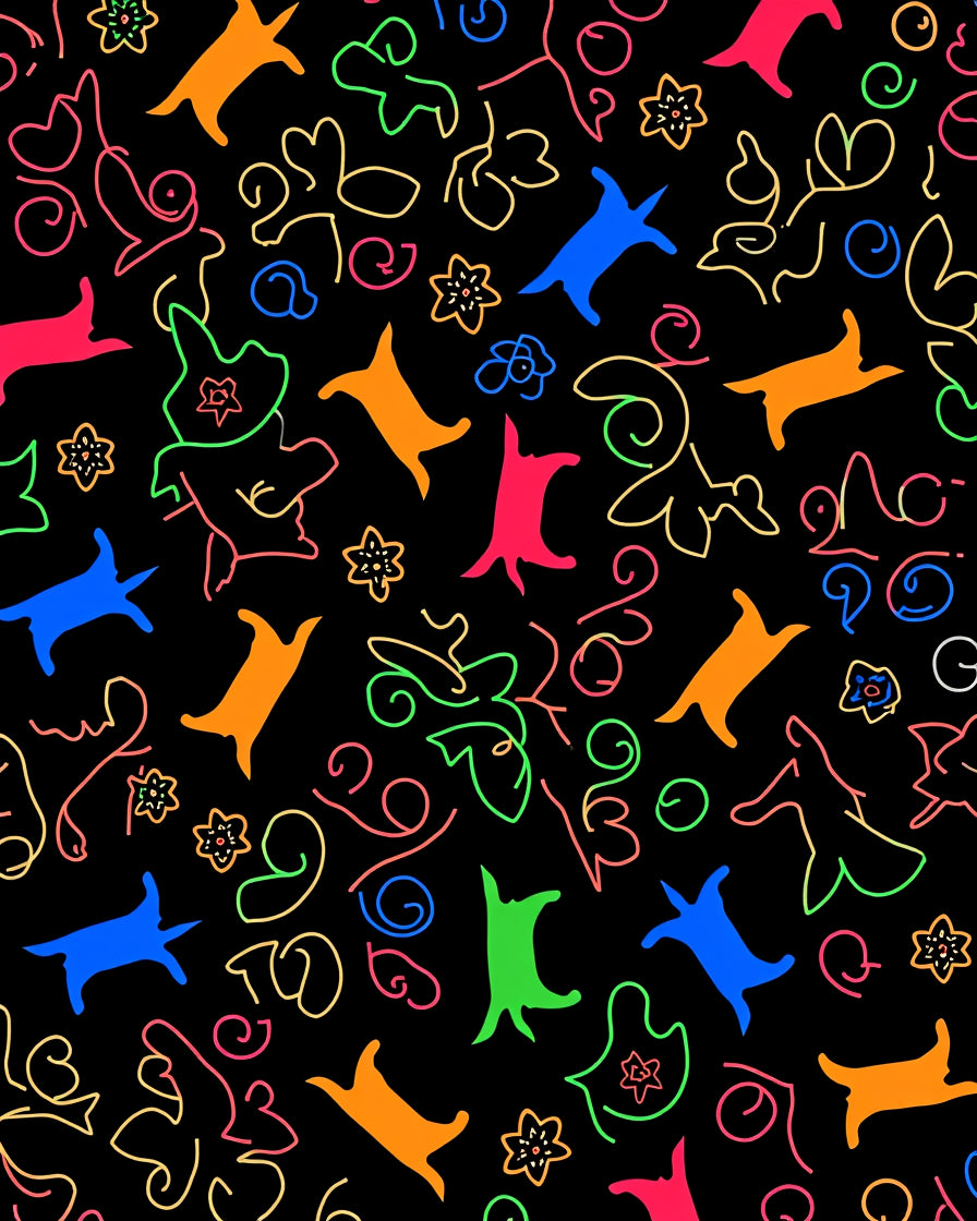 Colorful Abstract Doodle Figures Rug
