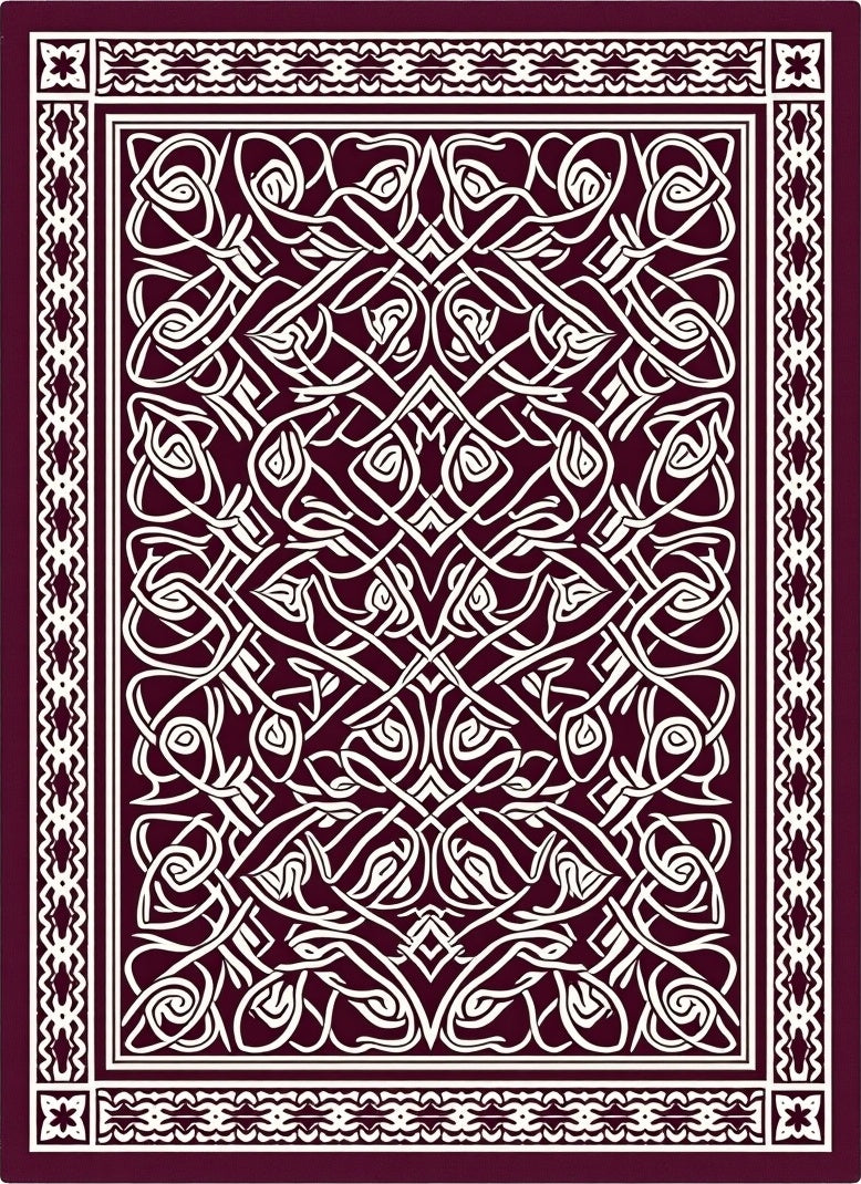 Deep Burgundy Interlocking Celtic Knot Rug