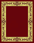 Ornate Gold Floral Border Red Rug