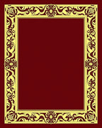 Ornate Gold Floral Border Red Rug