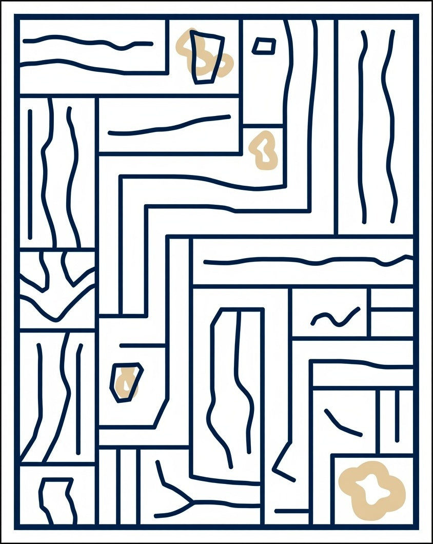 Abstract Wood Grain Geometric Overlay Rug