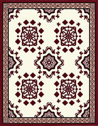 Crimson Medallion Lattice Cream Rug