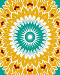 Teal Gold Red Floral Sunburst Rug
