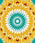 Teal Gold Red Floral Sunburst Rug