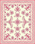 Crimson Floral Swirl Border Rug