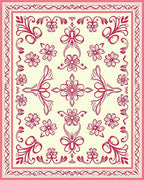 Crimson Floral Swirl Border Rug