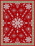 Red White Snowflake Winter Wonderland Rug