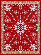 Red White Snowflake Winter Wonderland Rug
