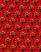 Vibrant Red Yellow Floral Arrangement Rug