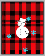 Red Black Buffalo Snowman Snowflakes Rug