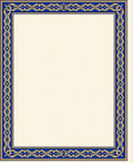 Elegant Blue Gold Damask Border Rug