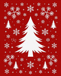 White Christmas Tree Snowflakes Red Rug