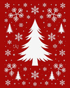 White Christmas Tree Snowflakes Red Rug