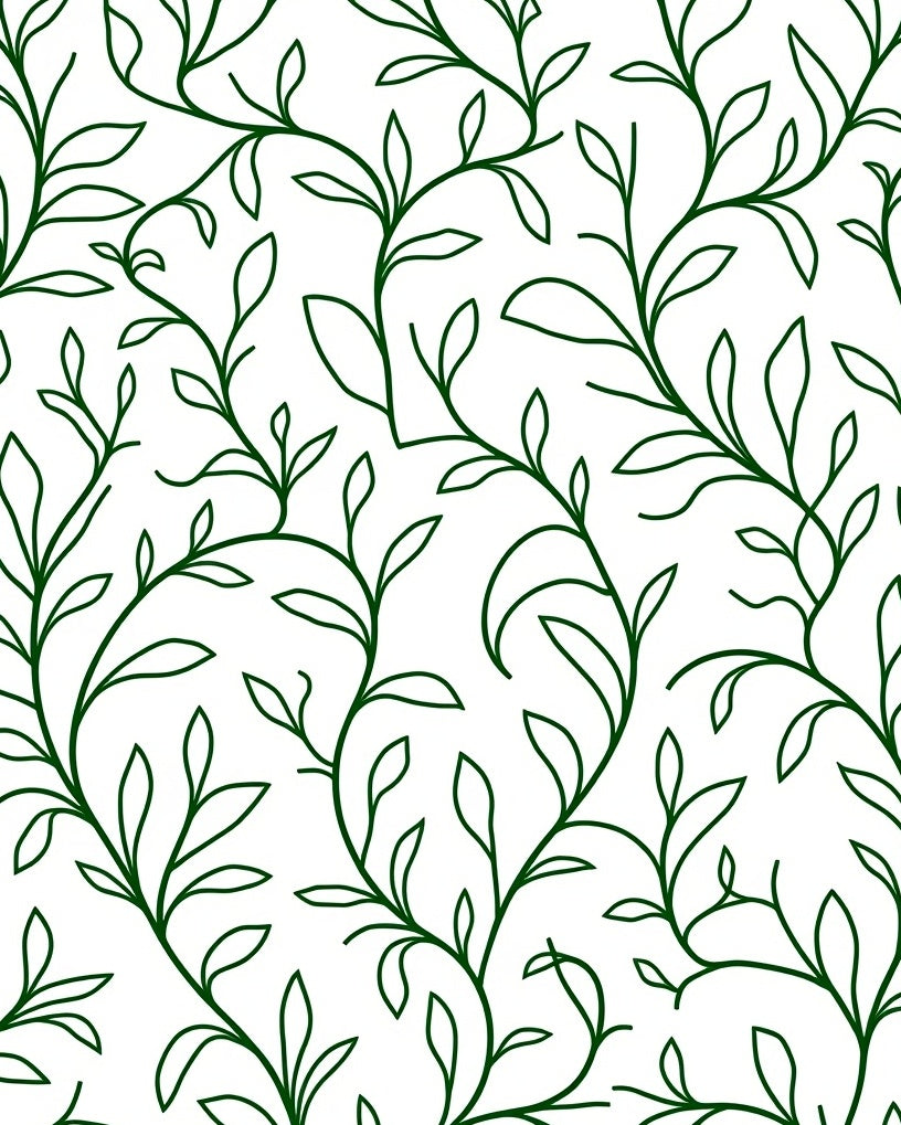 Dark Green Twining Leaf Vine Rug