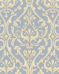 Pale Blue And Cream Damask Scroll Rug