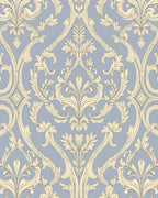 Pale Blue And Cream Damask Scroll Rug
