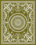 Olive Green Medallion Floral Scroll Rug