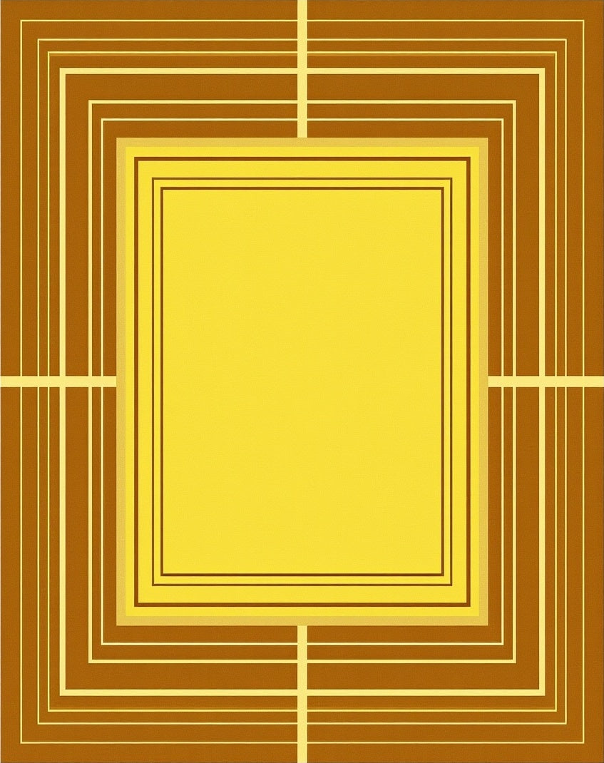 Golden Yellow Brown Concentric Squares Rug