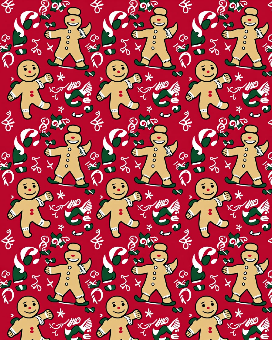 Happy Gingerbread Man Candy Cane Christmas Rug