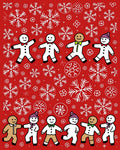 Christmas Gingerbread Snowflakes Red Background Rug