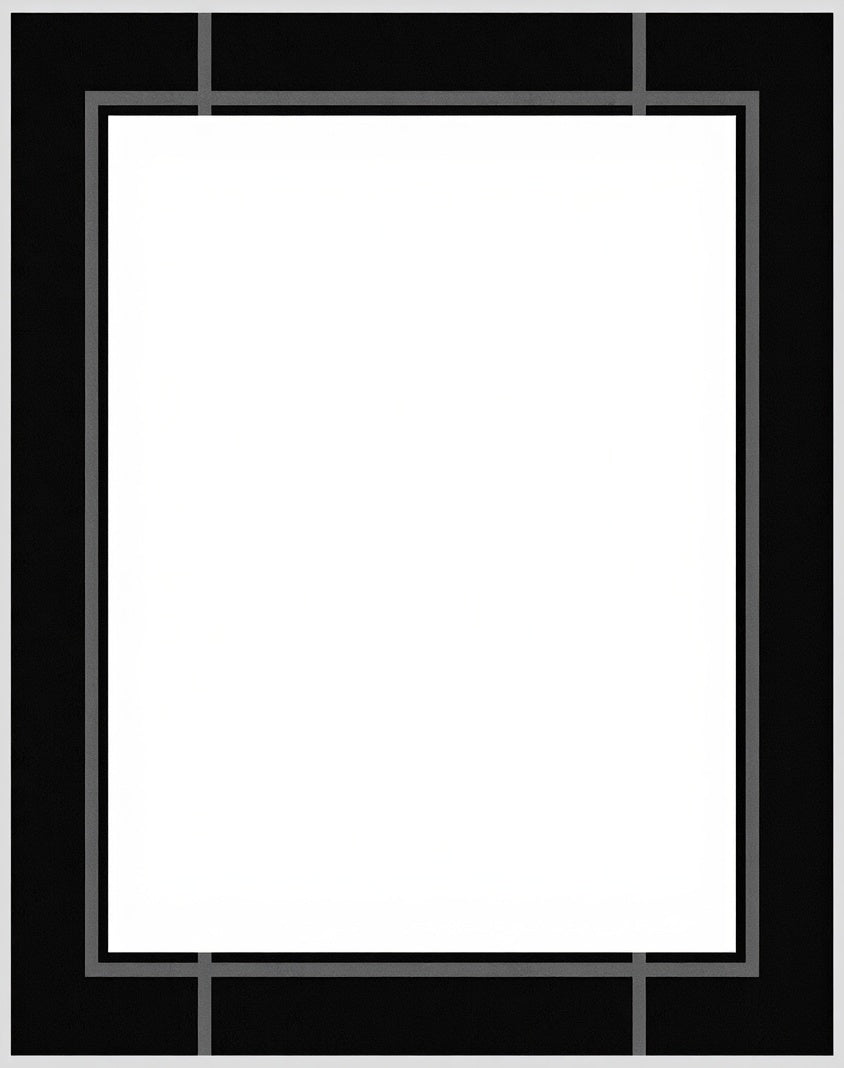 Modern Geometric Black Gray Border Rug