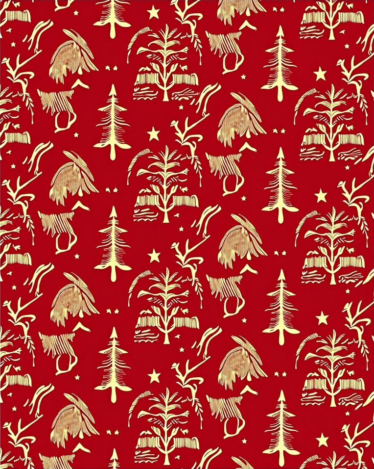 Golden Harvest Red Forest Scene Rug