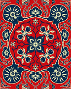 Crimson Navy Floral Medallion Rug