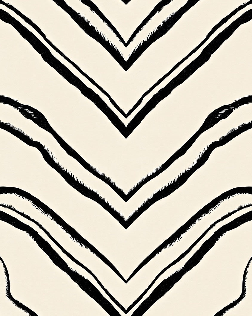 Bold Black Chevron Animal Print Rug