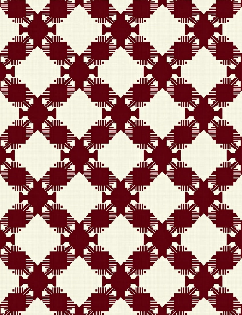 Deep Red Diamond Lattice Rug