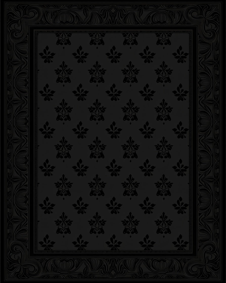Dark Floral Medallion Bordered Rug