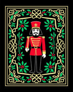 Festive Red Nutcracker Holly Border Rug