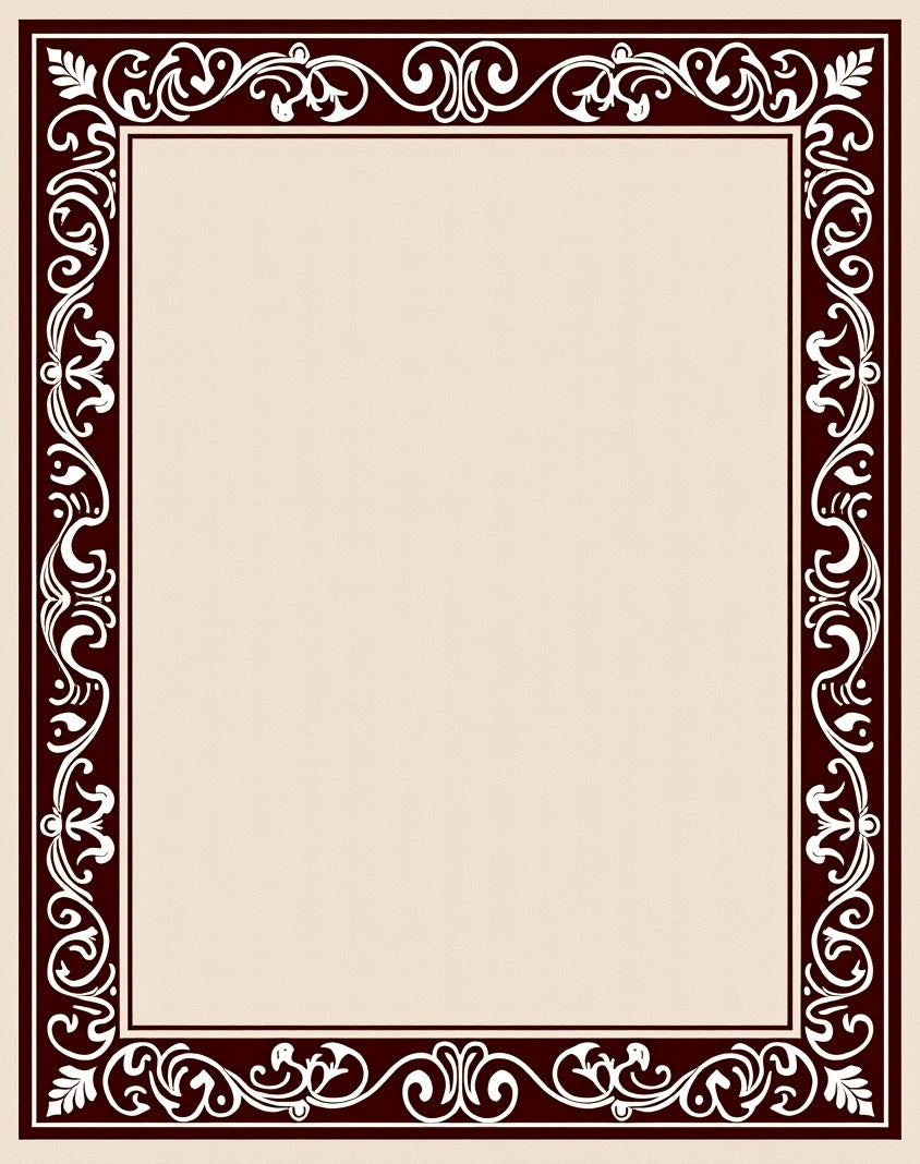 Victorian Burgundy Floral Scroll Frame Rug