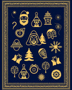 Golden Festive Icons Navy Celestial Frame Rug