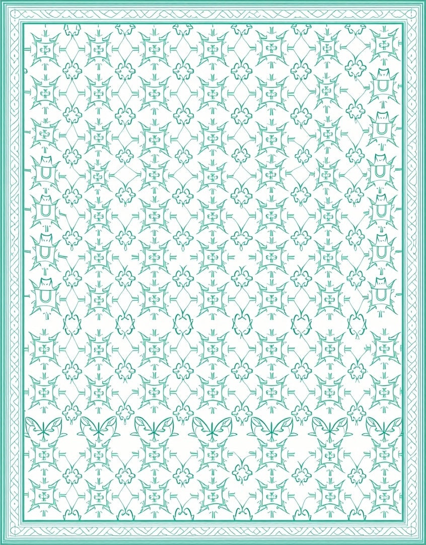 Teal Butterfly Garden Medallion Rug