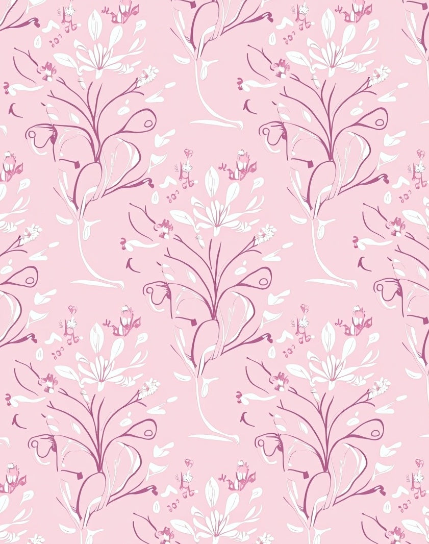 Whimsical Pink Botanical Branch Garden Rug