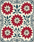 Crimson White Floral Art Nouveau Rug
