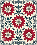 Crimson White Floral Art Nouveau Rug