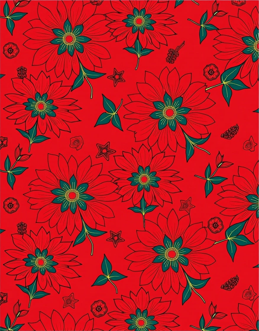 Bold Red Floral Medallion Repeats Rug